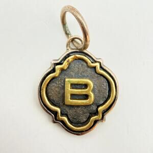 Waxing Poetic Initial B Charm Quatrefoil Sterling Silver Brass Insignia Pendant